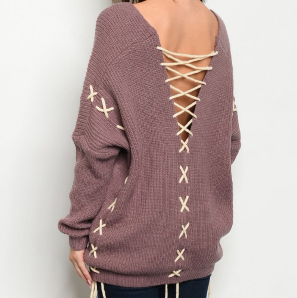 Laced Back Sweater (Mauve)